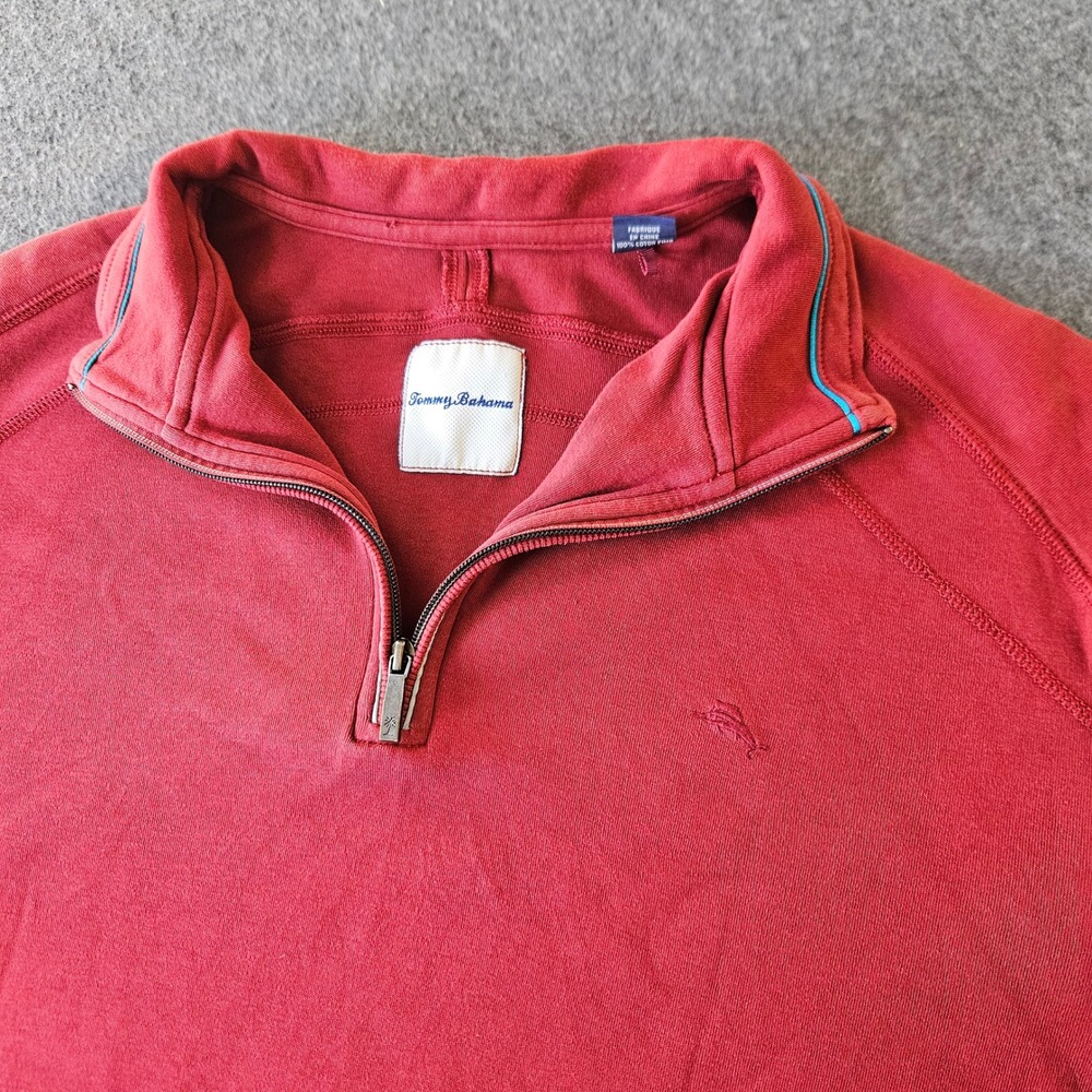 Tommy Bahama XL 100% Pima Cotton Quarter Zip Marlin Logo Preppy Golf‎ Activewear